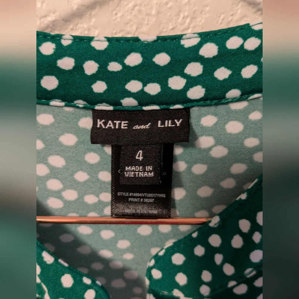 Kate & Lily Kelly Green Polka Dot Dress - Picture 6 of 7